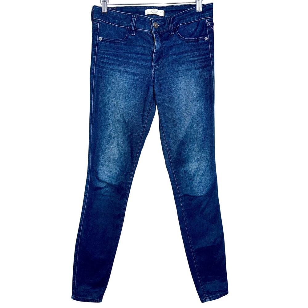 Abercrombie & Fitch Blue Denim Dark Wash Stretch Mid Rise Skinny Jeans Size 4 L
